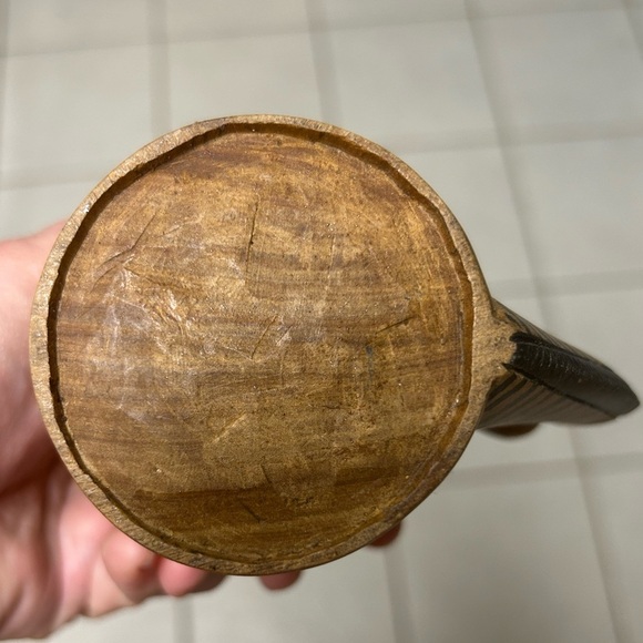 Folk Art Mug Zebra Head Handle Handcrafted Wooden W/ Zebra Swizzle-stick /stirer - Picture 5 of 8